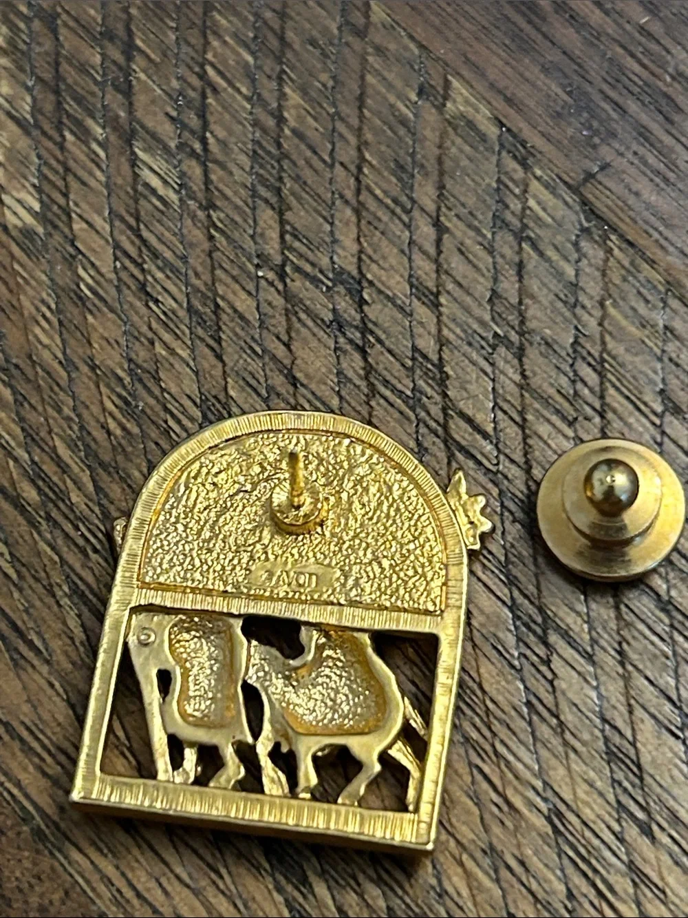 Lanvin Gold-Tone Nativity Pin with Navy Star Motif